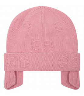 Pink hat for baby girl with iconic GG