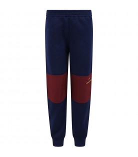 Blue sweatpants for boy with logo and iconic GG