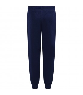 Blue sweatpants for boy with logo and iconic GG