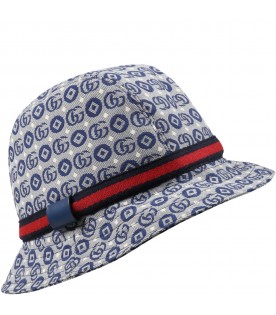 Cappello blu per bambini con iconiche GG