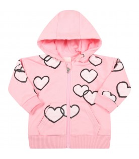 Pink sweatshirt for baby girl with hearts