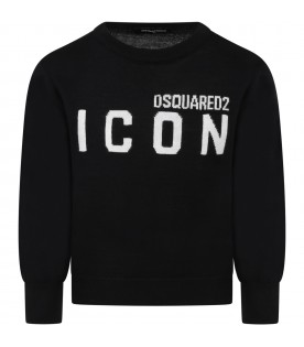 Black sweater for kids with logo