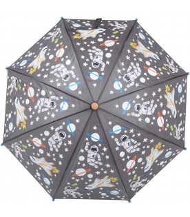 Grey umbrella for boy with prints