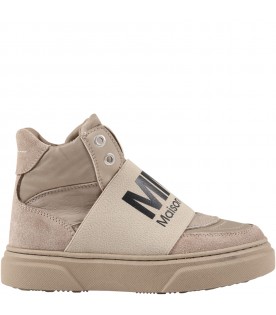 Beige boots for kids with logo