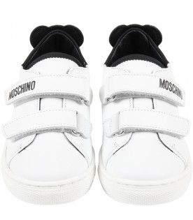 White sneakers for kids with Teddy Bear
