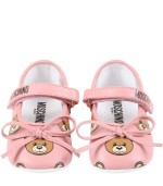 Moschino Kids Pink ballet-flats for baby girl with Teddy Bear and bow