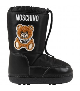 Black boots for kids with Teddy Bear