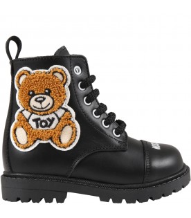 Black boots for girl with Teddy Bear