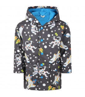 Grey jacket for boy with prints