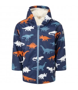 Blue jacket for boy with dinosaurs
