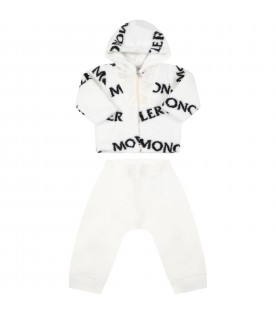 White tracksuit for baby boy with logos