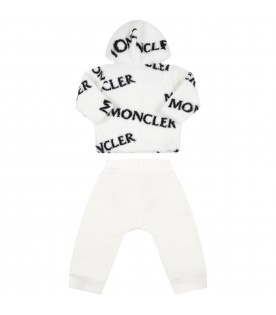 White tracksuit for baby boy with logos