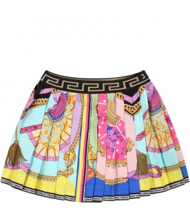 Multicolor skirt for baby girl with iconic prints