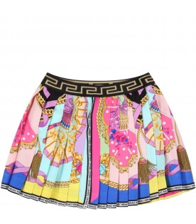 Multicolor skirt for baby girl with iconic prints