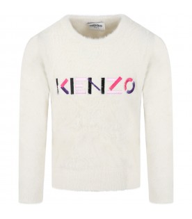 White sweater for girl with logo