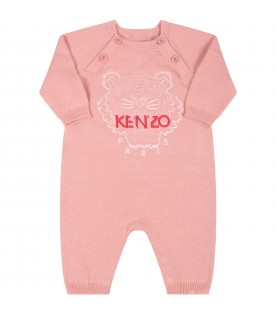 Pink babygrow for baby girl with tiger