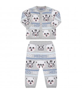Grey set for baby boy with animals