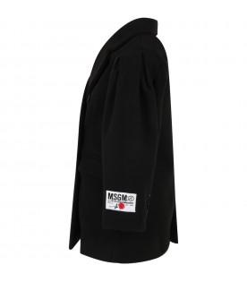 Black coat for kids with patch logo