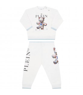 White tracksuit for baby boy with bear