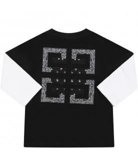 T-shirt nera per neonati con logo