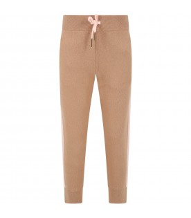 Beige trouser for girl with logo