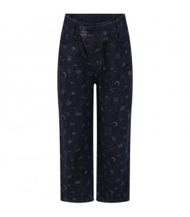 Blue "Cosmos" jeans for girl with zodiac symbols