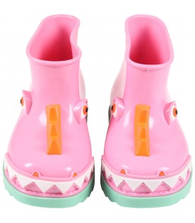 Multicolor boots for girl with dinosaur
