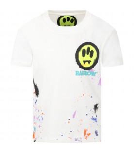 White T-shirt for kids with smiley face and logo