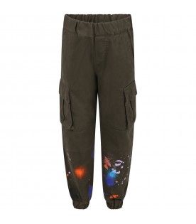 Green cargo-pants for boy with logo