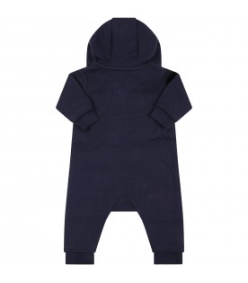 Blue babygrow for baby boy with logo