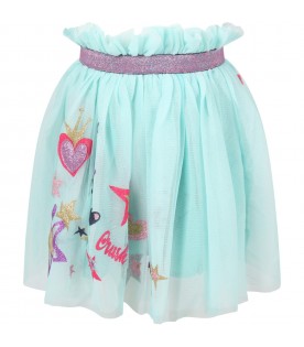 Tiffany green skirt for girl with prints