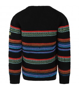 Black sweater for boy with embroideries