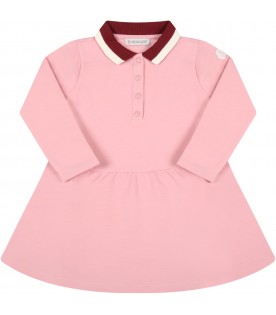 Pink dress for baby girl with patch logo