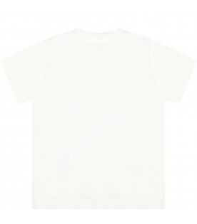 T-shirt bianca per neonata con logo colorato