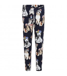 Blue leggings for girl with animals