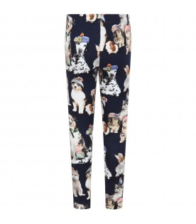Blue leggings for girl with animals