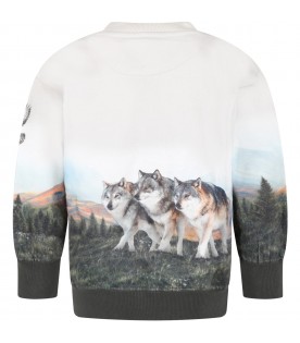 Gray sweatshirt for kids with wolves