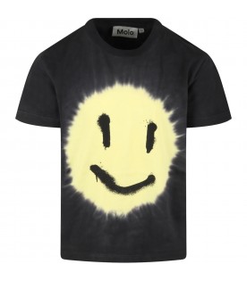 T-shirt nera per bambino con sole