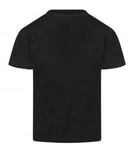T-shirt nera per bambino con sole
