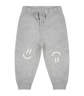 Pantalone grigio per neonati con smile