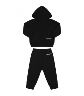 Black tracksuit for baby boy with thunderbolts