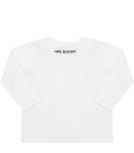 White t-shirt for baby boy with thunderbolts