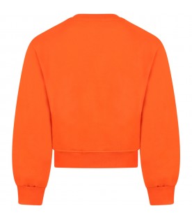 Orange sweatshirt for girl with logo