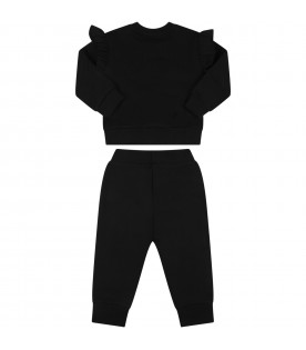 Black tracksuit for baby girl with logos