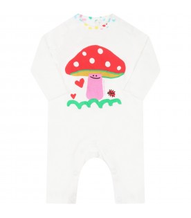 White set for baby girl with mushrooms