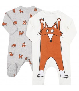Multicolor set for baby boy with foxes