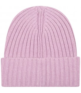 Pink hat for girl with patch logo