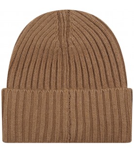 Brown hat for kids with patch logo