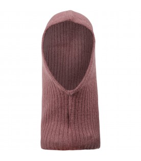 Pink balaclava for kids with patch logo