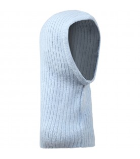 Light-blue balaclava for kids with patch logo